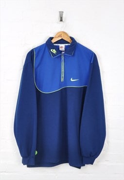 Vintage Nike 1/4 Zip Sweater Blue XL