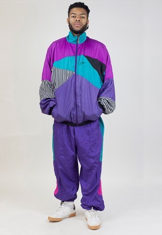 VINTAGE 90'S PATTERNED MULTI-COLOUR SHELL TRACKSUIT
