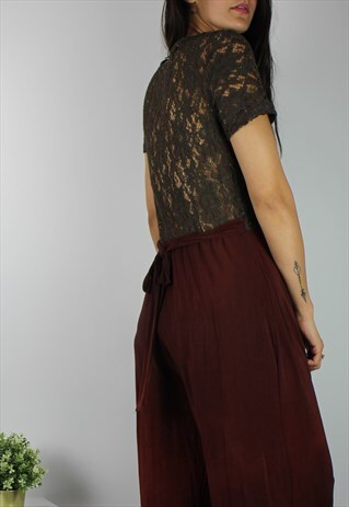 VINTAGE JUMPSUIT W LACE TOP & SLINKY TROUSERS