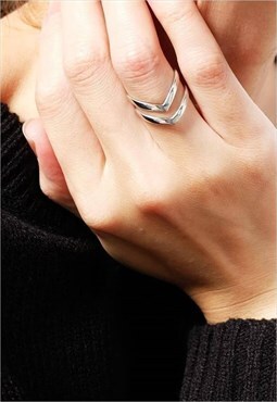 Double Chevron Ring Women Sterling Silver Ring
