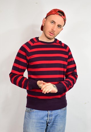 VINTAGE NIKE RED NAVY STRIPED SWEATER