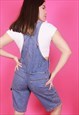 MID WASH BLUE DENIM DUNGAREE SHORT OVERALLS