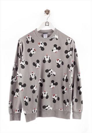 VINTAGE DISNEY SWEATSHIRT MICKEY MOUSE MOTIF PRINT GRAY