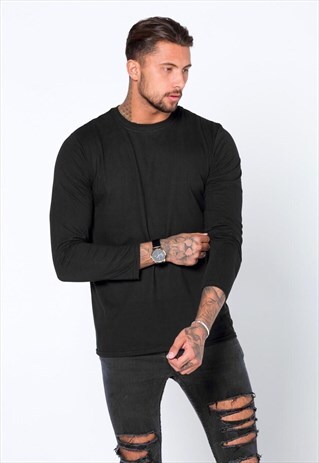 ESSENTIAL BLANK LONG SLEEVED T-SHIRT - BLACK