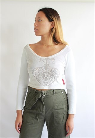 WHITE LONG SLEEVE CROP TOP