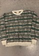 VINTAGE ABSTRACT KNITTED JUMPER FUNKY PATTERNED GRANDAD KNIT