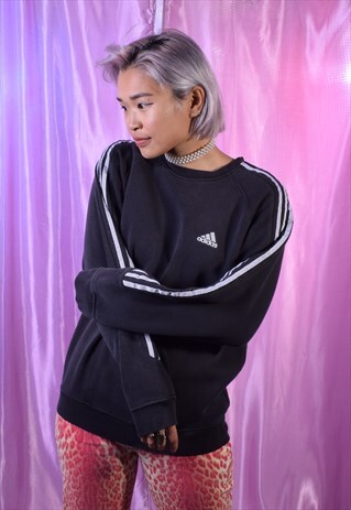 VINTAGE ADIDAS FADED BLACK SWEATSHIRT