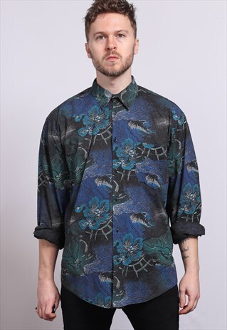 VINTAGE ABSTRACT PATTERNED SHIRT 90'S
