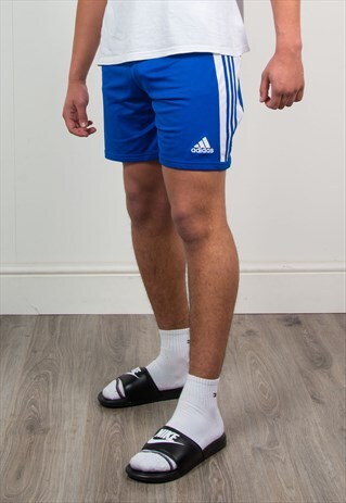 ADIDAS BLUE THREE STRIPE SHORTS
