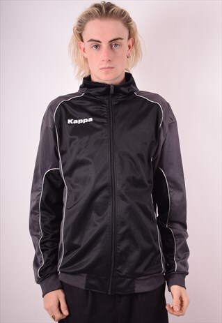 KAPPA MENS VINTAGE TRACKSUIT TOP JACKET XXL BLACK 90S