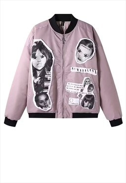 80s club Kids varsity jacket American MA1 bomber pastel pink