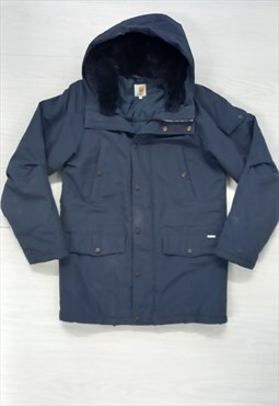 Navy Blue Hooded Coat Zip-Up