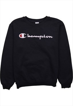 Vintage 90's Champion Sweatshirt Spellout Crew Neck Black