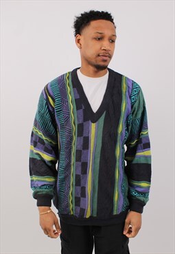 Vintage Men's Pelo Coogi Style Multicolour V-Neck Sweater