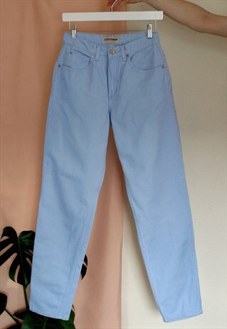 80'S VINTAGE BABY BLUE MOM JEANS