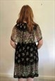 VINTAGE 80S SHEER FLORAL ROSE VICTORIANA SHAWL DRESS