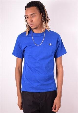 CHAMPION MENS VINTAGE T-SHIRT TOP MEDIUM BLUE 90S