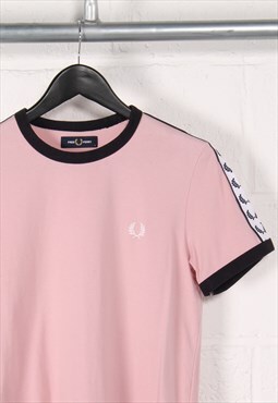 Vintage Fred Perry T-Shirt in Pink Crewneck Sports Top Small