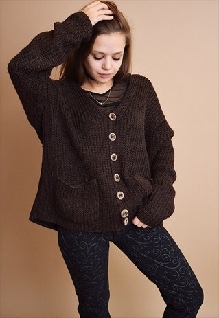 90'S NORMCORE SLOUCHY OVERSIZED GRANDAD'S KNIT CARDIGAN