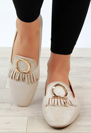 LIGHT BEIGE SLIP ON FAUX SUEDE SOFT COMFY LOAFERS