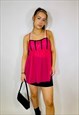 VINTAGE 00S Y2K BABYDOLL LACE MESH PINK CAMI TOP 