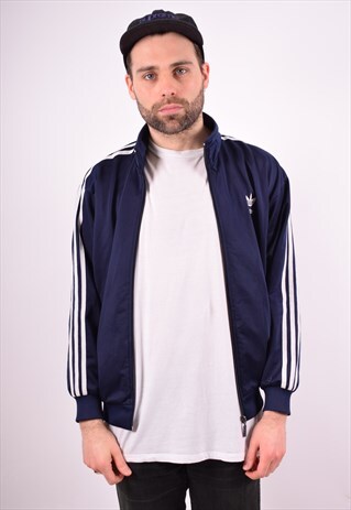 ADIDAS MENS VINTAGE TRACKSUIT TOP JACKET MEDIUM BLUE 90'S
