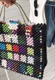 Vintage 1970s Multi-Coloured Plastic Beaded Shopper Handbag