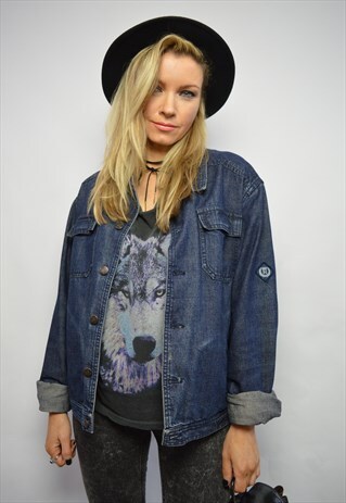 VINTAGE 90S HENRI LLOYD BLUE WASH DENIM JACKET RETRO GRUNGE