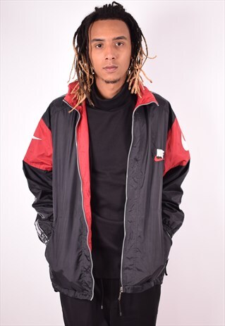 NIKE MENS VINTAGE RAIN JACKET MEDIUM BLACK 90S