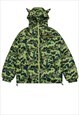 DEVIL HORN JACKET CAMO PATTERN BOMBER MILITARY PUFFER BROWN