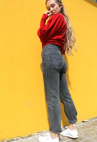 ORIGINAL LEVI'S 501'S BLACK GREY HIGH WAISTED MOM JEANS
