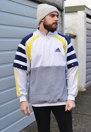 VINTAGE ADIDAS REWORK 1/4 ZIP SPORTS FLEECE SWEATSHIRT