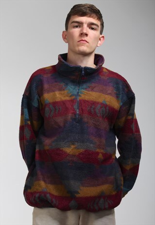 VINTAGE AZTEC PATTERN 1/2 ZIP FLEECE
