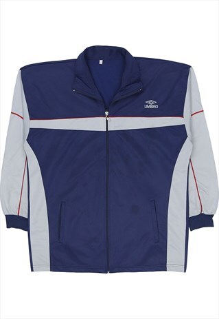 Vintage 90's Umbro Windbreaker Spellout Zip Up Beige Cream,