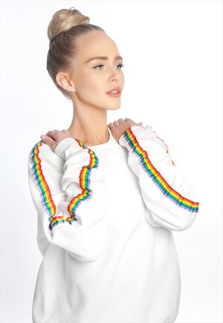 THE RAINBOW BRIGHT WHITE OVERSIZED SUMMER SWEATER