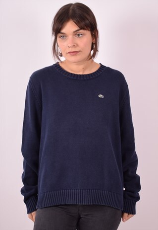 LACOSTE WOMENS VINTAGE JUMPER SWEATER XL BLUE 90S