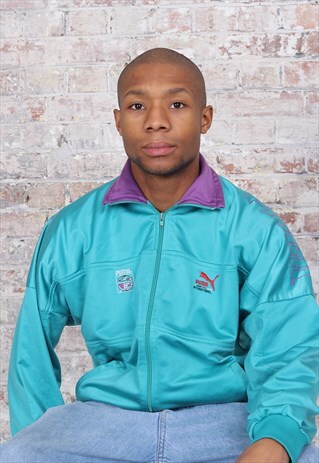 VINTAGE PUMA INTERNATIONAL LOGO TRACK JACKET BLUE