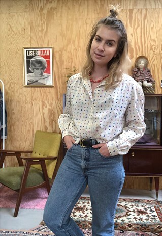 VINTAGE 70S 80S COLORFUL PRINTED BLOUSE