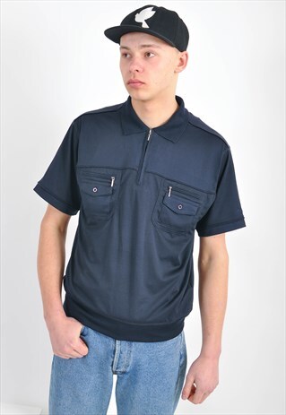 VINTAGE 80'S NAVY POLO SHIRT
