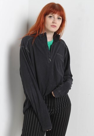 VINTAGE COLUMBIA 1/4 ZIP FLEECE SWEATSHIRT BLACK