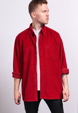VINTAGE CORDUROY CORD SHIRT RED