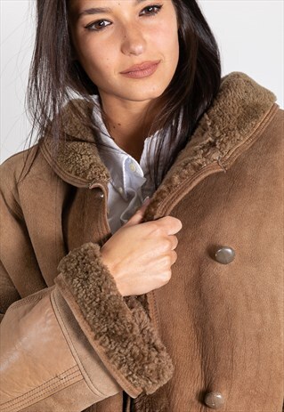 VINTAGE 80S REAL LEATHER COAT/ S9539