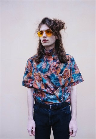 VINTAGE ABSTRACT PATTERNED COLORFUL SHIRT