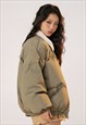 CROPPED AVIATOR JACKET UTILITY BOMBER WINTER PUFFER IN GREEN