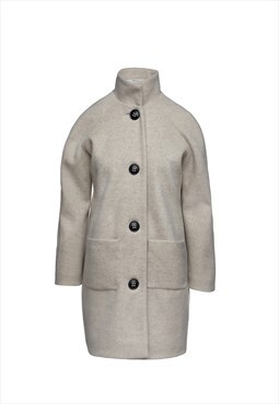 Faux Mouflon Sand Colour Melange Coat by Conquista Fashion