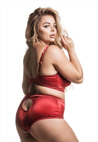 CETHOSIA RED SATIN HIGH WAISTED PANTIES PLUS SIZE