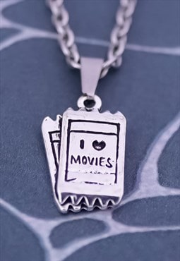 CRW Silver I Love Movies Necklace 