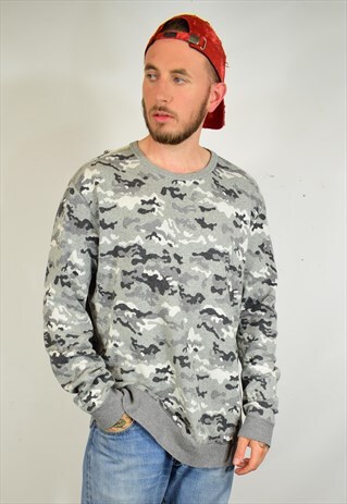 VINTAGE LEE GREY CAMO SWEATER SWEATSHIRT