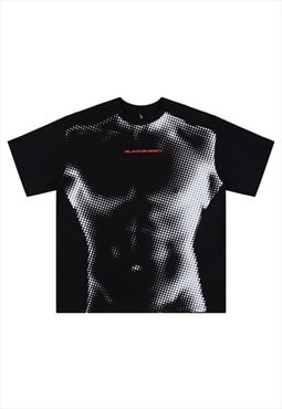 Torso print t-shirt body x-ray top high fashion utility top