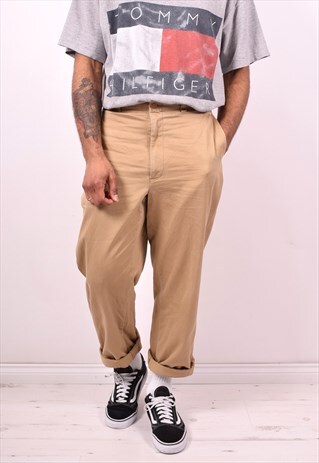 POLO RALPH LAUREN MENS VINTAGE TROUSERS W30 L29 BEIGE 90S